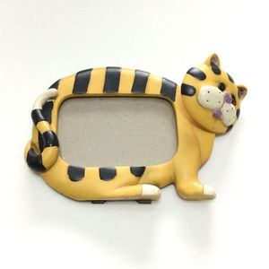 Whimsical Tabby Cat Photo Frame with Bobble Head
